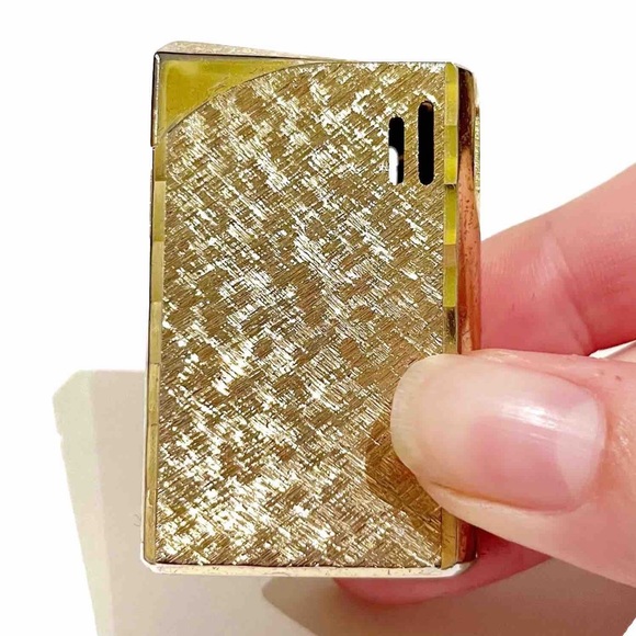 Vintage Flame Crest Electric Light Gold Tone Metal Star Blue Velvet Case Box - Picture 3 of 10